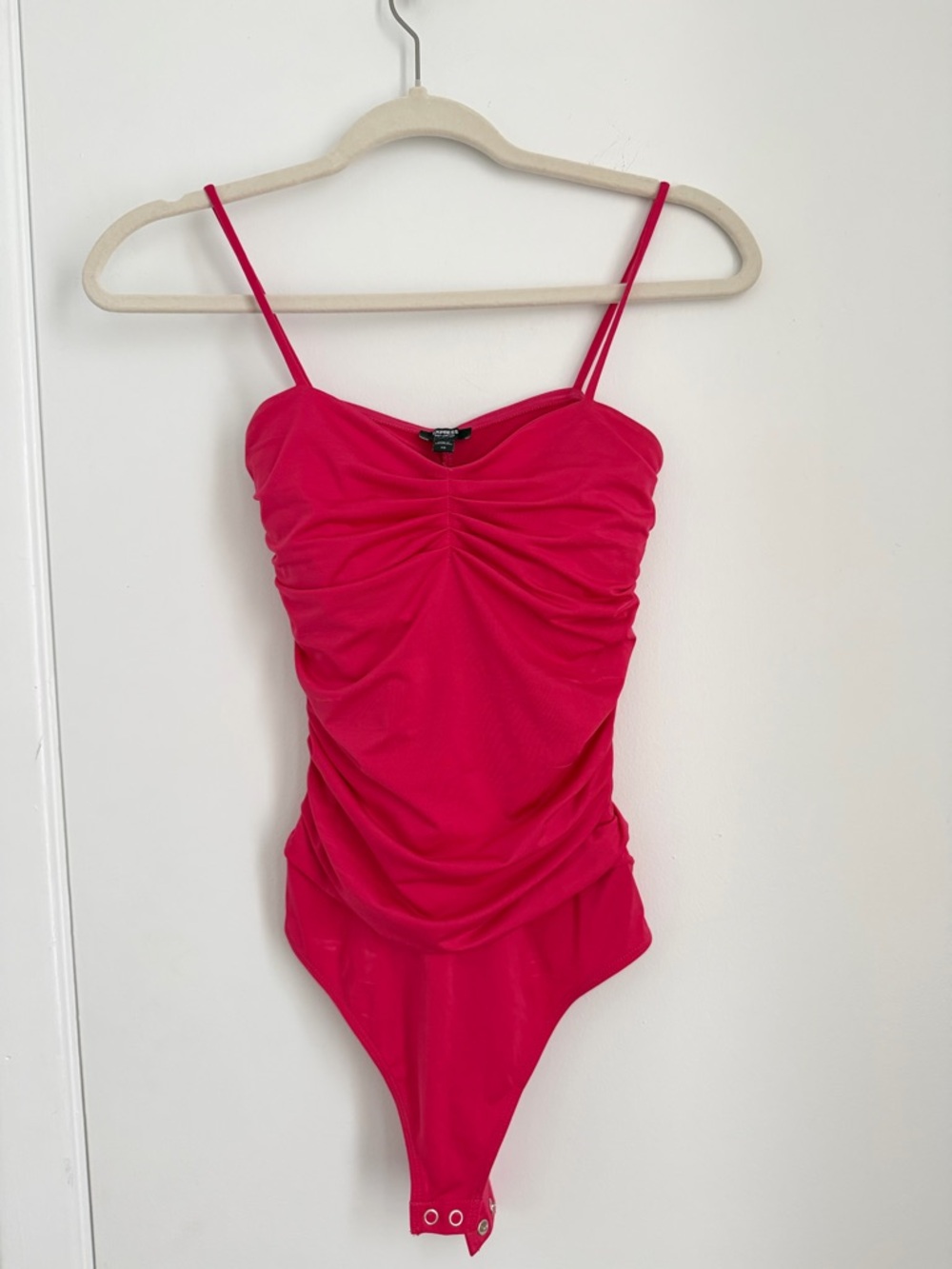 Express Hot Pink Ruched Bodysuit